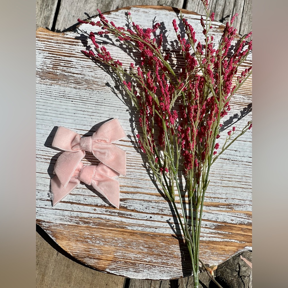 Adorable Velvet Pink Hair Bows Set for Kids